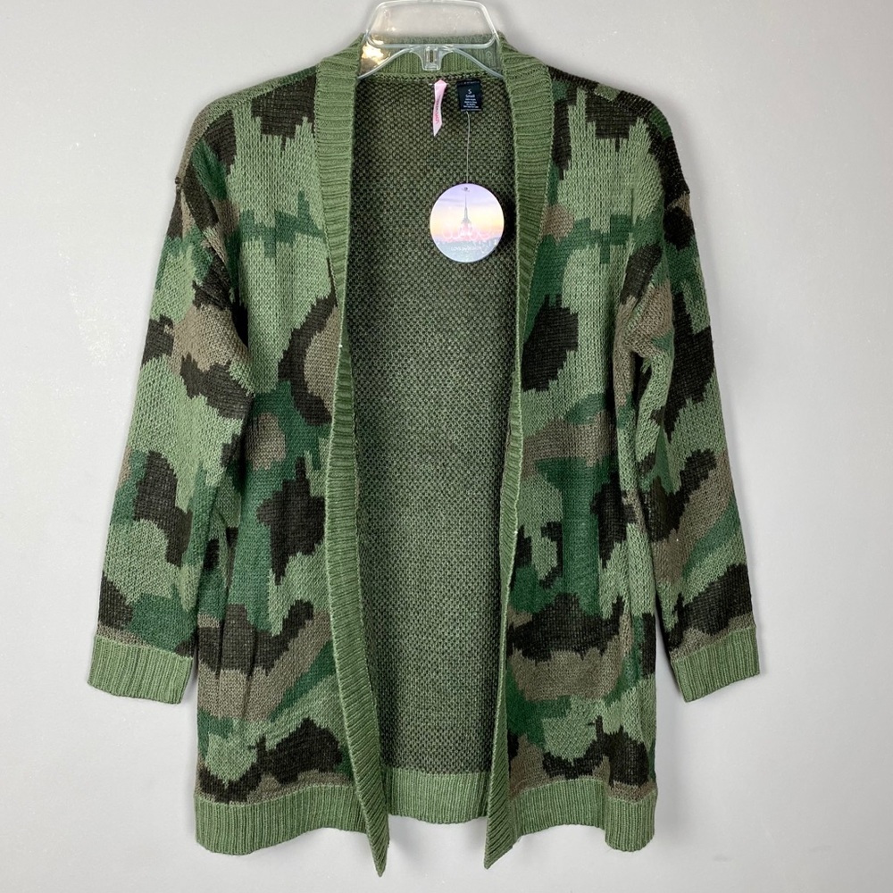 Camouflage open front cardigan size small